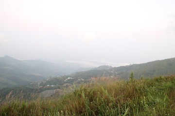 moutian travel white green forest landscape