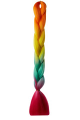 Kanekalon - artificial hair for braiding braids of orange-yellow-green-red colors isolated on a white background.