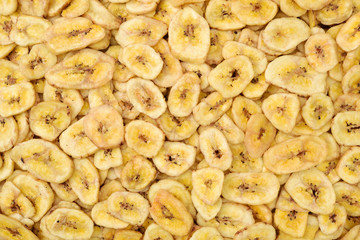 Sliced dried banana background