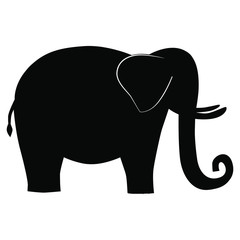 Silhouette of an elephant in black. Indian elephant.