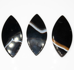 Natural black agate marquise cabochon three pieces