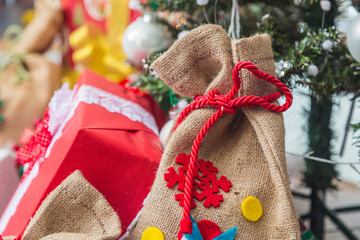 Close-up of Christmas sack.