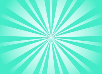 Sunlight horizontal background. Bright turquoise color burst background.