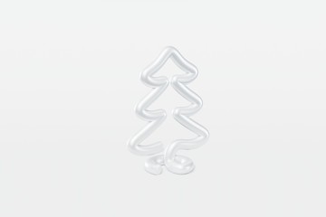 Stylish Christmas tree made of metal wire. Concept illustration pine on a light white background, greeting card, congratulation, invitation. 3D rendering
