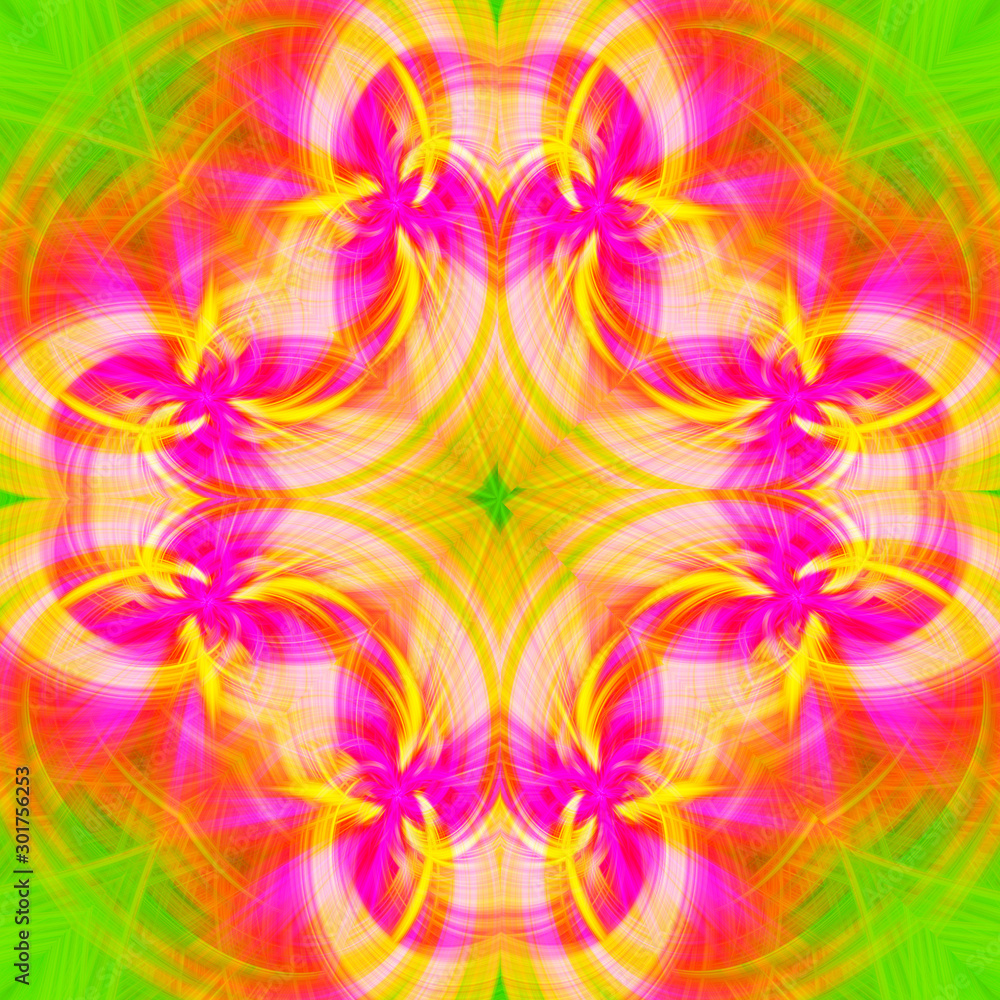 Poster mandala cross kaleidoscope abstract geometric colorful seamless pattern background .