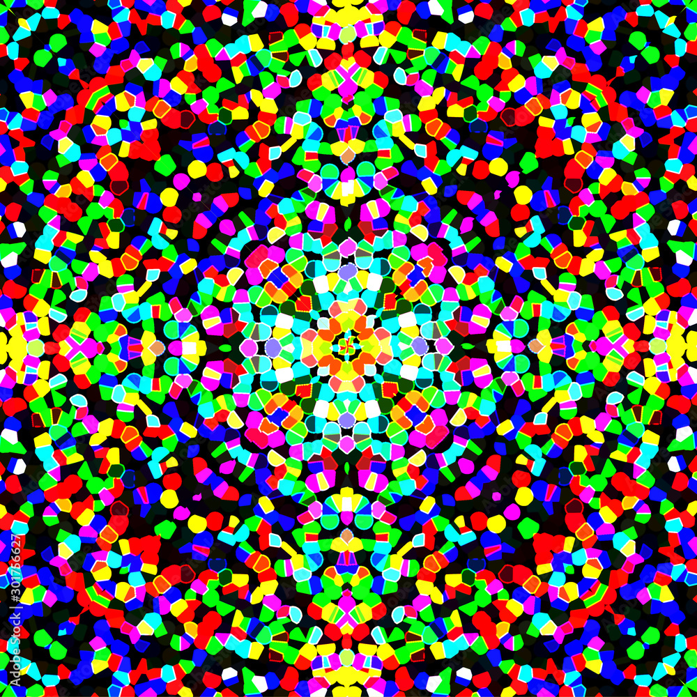 Poster mandala cross kaleidoscope abstract geometric colorful seamless pattern background .