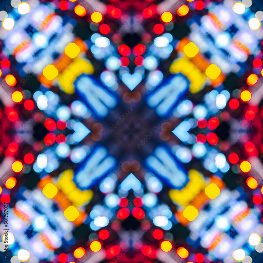 Poster mandala cross kaleidoscope abstract geometric colorful seamless pattern background .