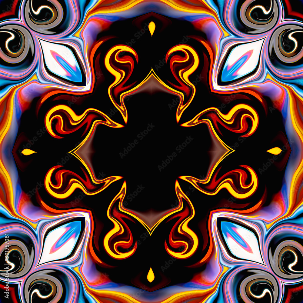 Poster mandala cross kaleidoscope abstract geometric colorful seamless pattern background .
