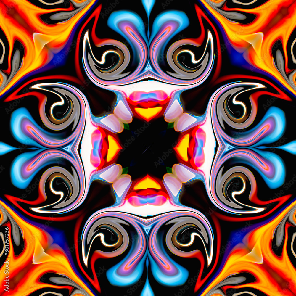 Poster mandala cross kaleidoscope abstract geometric colorful seamless pattern background .