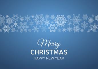 New Year holidays greeting card. Christmas holiday invitation. Ornament with snowflakes.