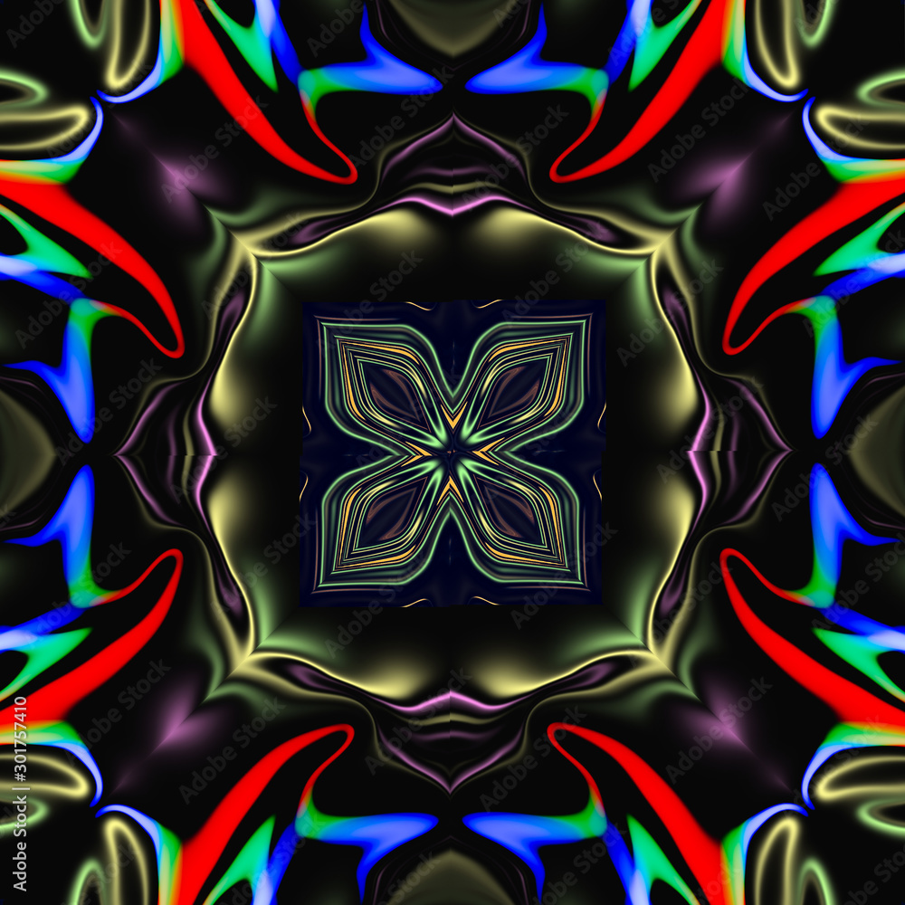 Poster mandala cross kaleidoscope abstract geometric colorful seamless pattern background .