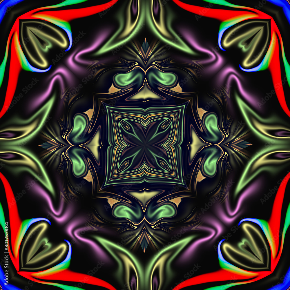 Poster mandala cross kaleidoscope abstract geometric colorful seamless pattern background .