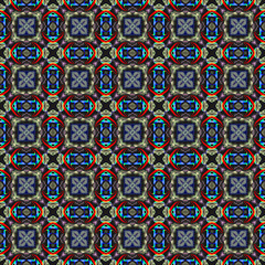 Pattern mandala kaleidoscope  Abstract geometric colorful seamless background . Cross repeated squares and blocks background.