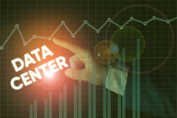 Writing note showing Data Center. Business concept for a repository that houses computing facilities like servers