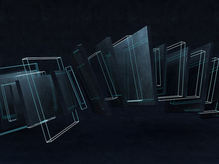 Futuristic shape. Computer generated abstract background. 3D