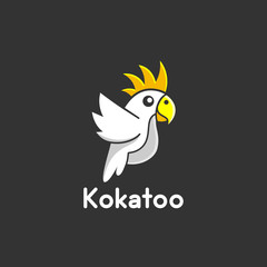 cartoon fly bird cockatoo modern logo design