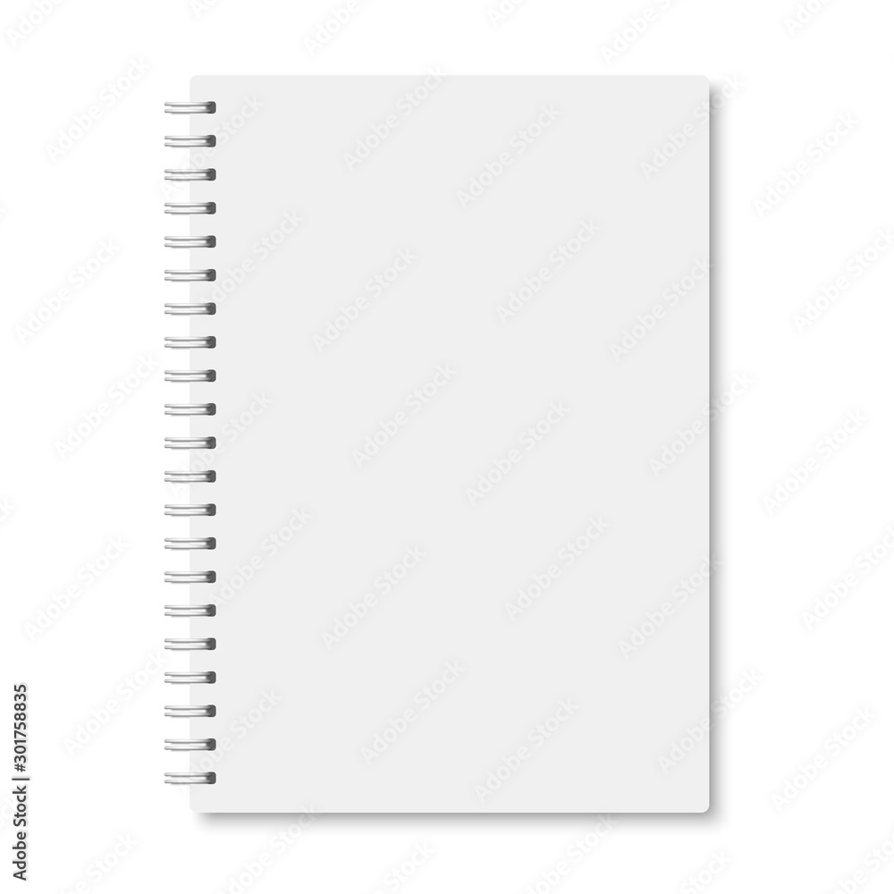 Poster white realistic a5 notebook closed with shadows