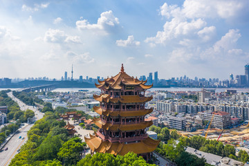 The yellow crane tower , located on snake hill in Wuhan, is one of the three famous towers south of yangtze river,China.