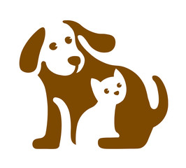 Vector image of dog and cat logo on white