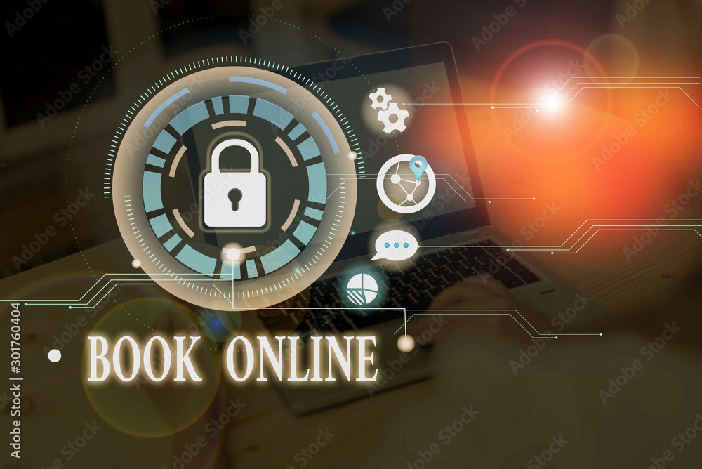 Poster conceptual hand writing showing book online. concept meaning booklike form that is only available to