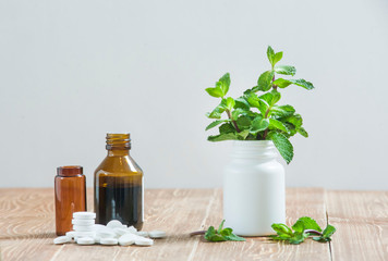 Comparison of tablets of modern medicine with medicinal plants of traditional medicine. An alternative to an organic herbal preparation and chemical medicine.