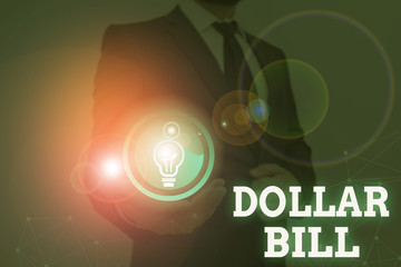 Handwriting text writing Dollar Bill. Conceptual photo a piece of paper money worth one dollar Federal Reserve note