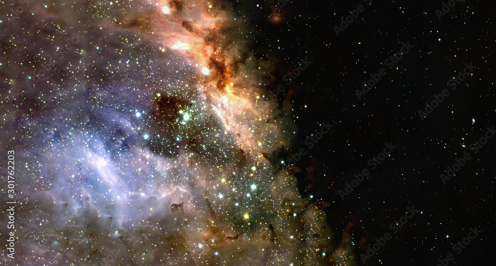 Poster space background of nebula and stars field