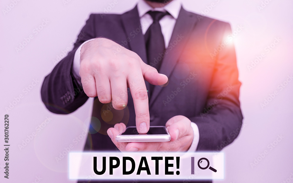 Poster text sign showing update. business photo text make something more modern or up to date like software