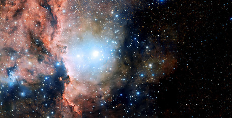 Stars, dust and gas nebula in a far galaxy space background © PaulPaladin