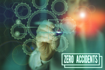 Writing note showing Zero Accidents. Business concept for important strategy for preventing...