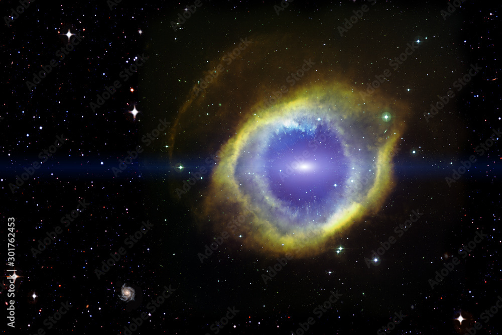 Fototapete Supernova nebula and stars field with copyspace.The infinite universe abstract view