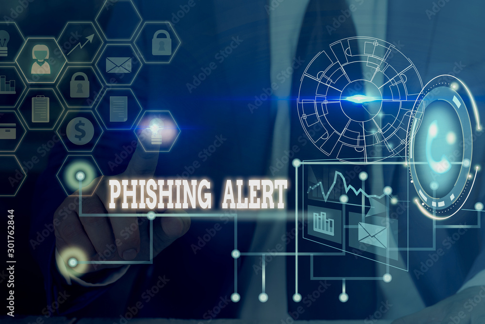 Poster conceptual hand writing showing phishing alert. concept meaning aware to fraudulent attempt to obtai