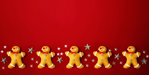 Christmas gingerbread with little stars - flat lay