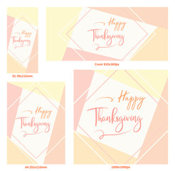 Happy Thanksgiving Cover DL A4 Flyer Banner poster template vector illustration Autumn holiday greeting card set pack