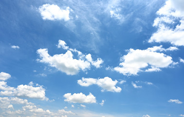 Naklejka na ściany i meble White clouds with blue sky in holiday 