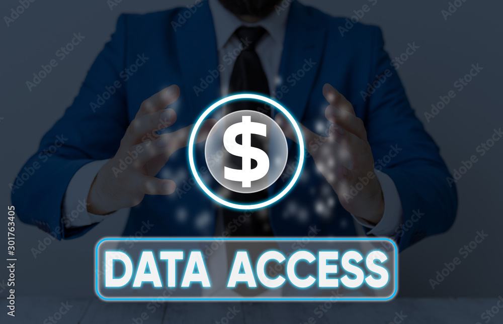 Poster word writing text data access. business photo showcasing a user s is ability to access data stored w