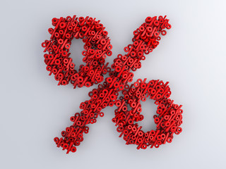 Seasonal sales background with percent discount pattern. 3D