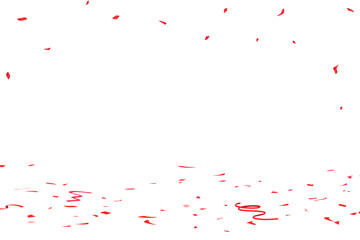 Confetti paper and red ribbon falling on the floor, sale event, celebrate holiday party vector background