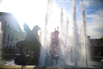 Fountains and statues on the square