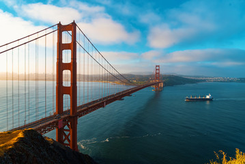 Fototapeta na wymiar San Francisco's Golden Gate Bridge from Marin County