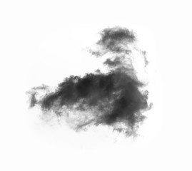Black smoke isolated on a white background