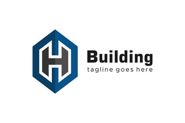 Building Logo Letter H Simple Flat Geometric
