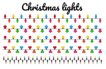Fototapeta na wymiar Christmas lights. Colorful decorative bulbs for decoration at a Christmas party.