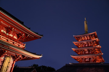 Fototapeta na wymiar night view of asakusa temple in tokyo japan