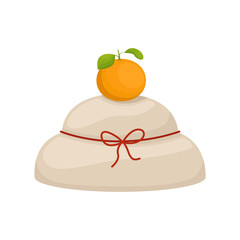 Japanese new year kagami mochi. New year's dishes. Asian tradition. Vector illustration.