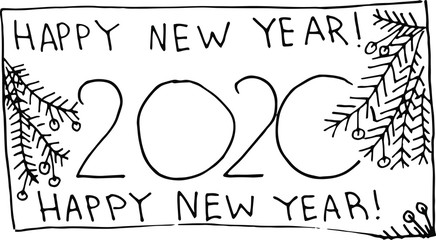 draw new year's lettering cone Christmas tree