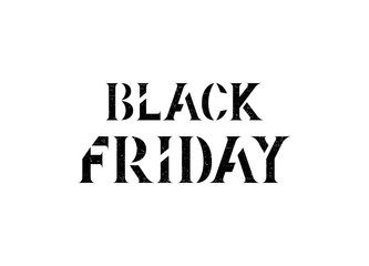 Vector illustration - Black friday. Black shabby text. Sell-out. Drawn art sign. For banner, logotype, flyer, brochure, invitation, announcement and sale