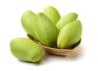 Green mango isolated on a white background