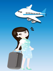 フライト前の女性