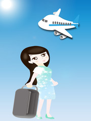 フライト前の女性